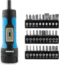 Neiko 10574A 1/4” Drive Torque Wrench Screwdriver Set | 30 Pieces of S2 Steel Philips, Hex, Slotted, and Torx Bits | 10 to 60 Inch-Pounds Torque Adjustment Range | Firearms Accurizing and Gunsmithing - size: Torque