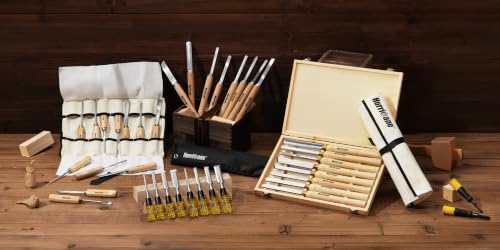 HURRICANE 12-Piece Starter Wood Carving Tools Set, Professional Wood Carving Kit with Razor Sharp 60CRV Steel Blades, Ash Wood Handles & Canvas Case for Beginners Professionals Specialties