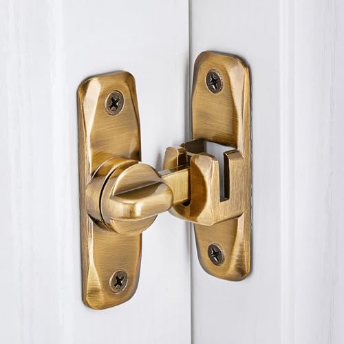 Brass Barn Door Latches,90/180 Degree Gate Lock_B - color: Brass