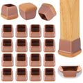16-Pcs Square Silicone Chair Leg Floor Protectors, Thick & Durable - size: L - 16 Pcs - Brown