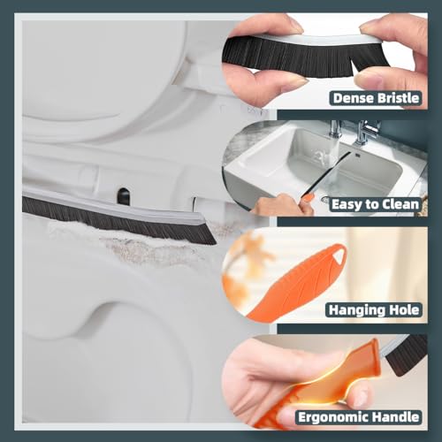 TQRR 2 Pcs Toilet Scrubber Brush, Bathroom Cleaning Brush with Hanging Hole - color: Orange