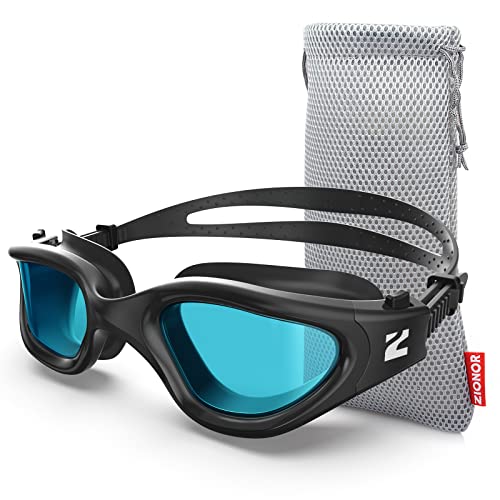 ZIONOR Swim Goggles, G1 SE Swimming Goggles Anti-Fog for Adult Men Women - color: B1-clear Blue Lens Black Frame