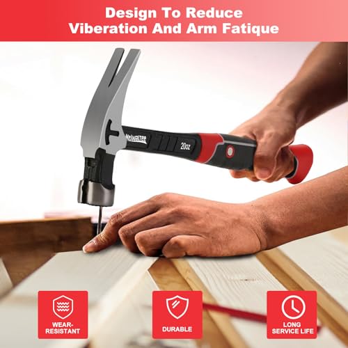 20 oz Heavy Duty One-piece Forged Hammer, Straight Claw Hammer with Magnetic Nail Holder, Rip Claw Hammer with Milled Face & Shock-Absorbing Reduction Grip - style: 20 oz Claw Hammer