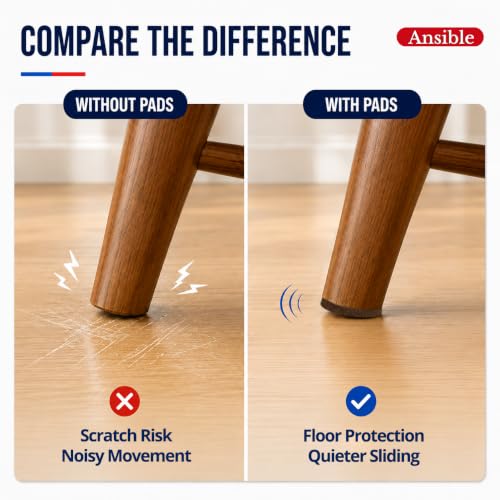Ansible 60 PCS Felt Furniture Pads 1" for Hardwood Floors - size: 60 PCS 1" Brown, Round