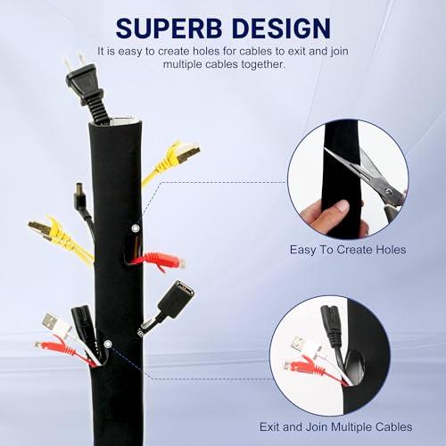 CableGeeker Cable Management Sleeve, 10ft (120 inch) - 1.5 inch - size: 10ft-1.5"