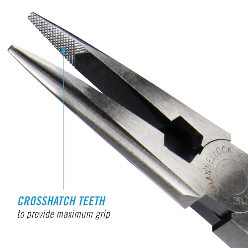 Channellock 317 8-Inch Long Nose Plier with Side Cutter | Needle Nose Pliers with Knife and Anvil - Style Side Cutter | Crosshatch Jaw Forged from High Carbon Steel for Maximum Grip on Materials | Specially Coated for Rust Prevention | Comfort Grips , Blu