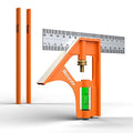 Mecurate 6-Inch Combination Square, Stainless Steel, 2 Pencils