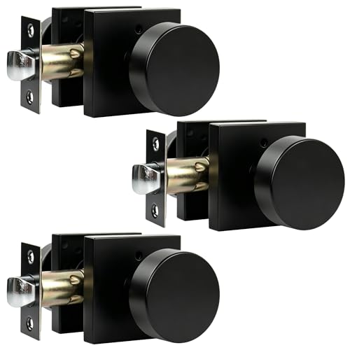 Interior Privacy Door Knob, Matte Black 3 Pack - color: Matte Black
