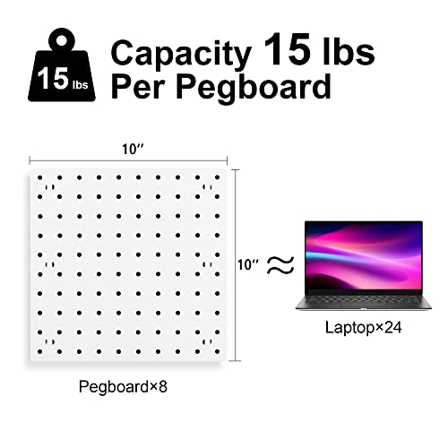 8Pcs Pegboard Wall Organizer Panels, White Pegboard Wall Mount - size: White Peg Board- 8Pcs