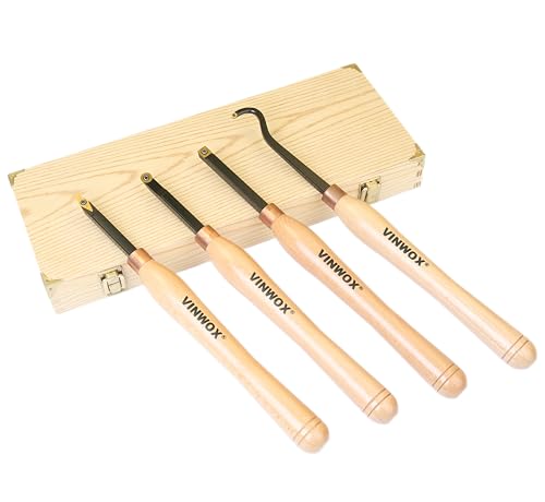 TITANIUM Coated Replacement Wood Turning Carbide Tip Set for VINWOX 3 PCS & 4 PCS Carbide Turning Tool Set, 2 of each Finisher (big and small size), Detailer, 4 of 2" Straight/Radius Combo, Pack of 10 - size: Blade
