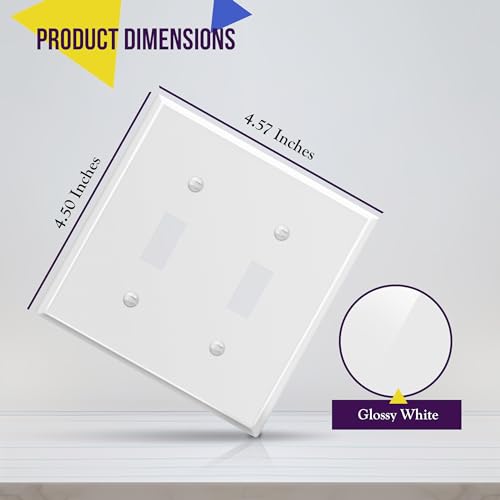 ENERLITES Double Toggle Light Switch Metal Cover Plate, 2-Gang White Gloss - color: White Gloss, size: Standard Size