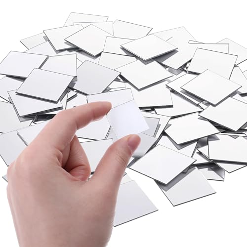 200 Pcs 1 Inch Mini Square Mirror Tiles Adhesive Small Craft Mirrors Acrylic Mirror Wall Stickers for Home Wall Table Decor Crafts DIY Projects