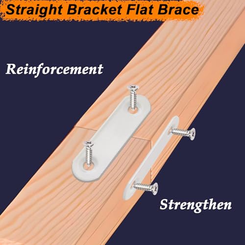 20 Pack White Flat Bracket 2.2" x 0.63" Straight Brace - color: White, size: 20 Pcs / 2.2 x 0.63 in