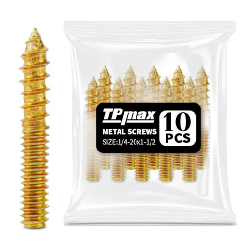 TPmax 10 Pack 1/4-20 x 1-1/2 Inch Hanger Bolts Double Headed Bolts Self-Tapping Screw Hanger Bolts for Furniture (1/4-20" x 1-1/2") - size: 1/4-20" x 1-1/2"