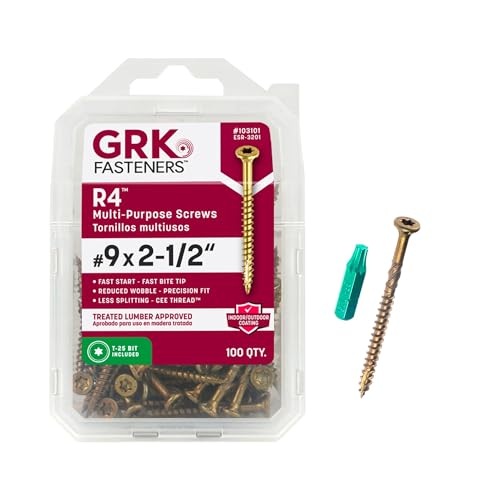 GRK Fasteners R4™ #9 x 2-1/2" Multi-Purpose Framing Screws, 100 PCS - size: #9x2-1/2" 100 count