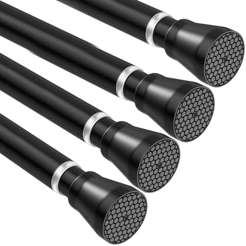 4Pack Black Tension Curtain Rod for Windows 28 to 48 Inch - color: Black 4 Pack, size: 28-48"