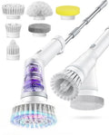 6-in-1 Cordless Electric Spin Scrubber with Long Handle - size: 6heads