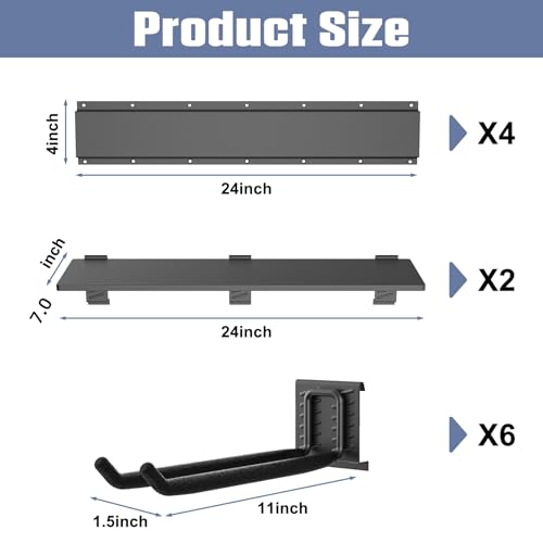 WALMANN Wall Mounted Garden Tool Rack, Folding Chair Hangers - size: 24 inch railx4