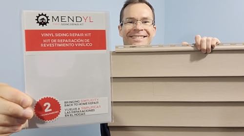 Mendyl Vinyl and Stucco Siding Repair Kit - Cover Any Cracks Holes or Blemishes - White Durable Self-Adhesive Paintable Vinyl Siding Patch Cut to Fit and Cover Any Cracks - 2 Patches (2)