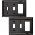 OKAWYC Double Toggle/Single Decorator Light Switch Cover Adler Metal Wall Plate, 2-Pack Aged Bronze 3 Gang, Light Switch Cover, Receptacle Dimmer Switch GFCI Outlet Decorative Wallplate, Durable - style: 2 Toggle/1 Decorator 2PK