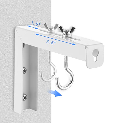 suptek Universal Projector Screen Wall Mount L-Brackets Wall Hanging Mount 6 inch Adjustable Extension Mounting Hooks for Projection Screen up to 66 lbs, 30 kg Capacity Each, PRL001, White (1 Pair) - size: 6 inch-white