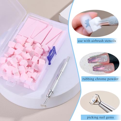 Fcozpjk 100Pcs Soft Nail Sponges for Ombre & 6Pcs Wedge Sponges Aura Nails - color: Pink