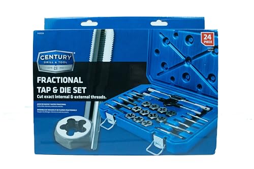 Century Drill & Tool 98904 Fractional Tap & Die Set, 24 Piece | external thread cutting, thread restoration - size: 24-Piece