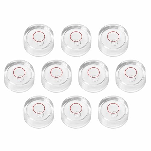 10pcs Round Bubble Level 18x8mm - Mini Circular Bullseye Spirit Levels Measuring Layout Tools for Leveling Camera/Tripod/Telescope/Workshop/Turntable/Pictures Frame, White - size: 18x8mm
