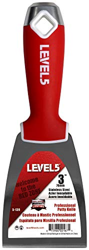 3" Soft-Grip Stainless Steel Drywall Joint Knife - LEVEL5 | Pro-Grade | Comfortable Finishing Hand Tool | Metal Hammer End | Sheetrock Gyprock Plasterboard Mud | 5-139 - size: 3"