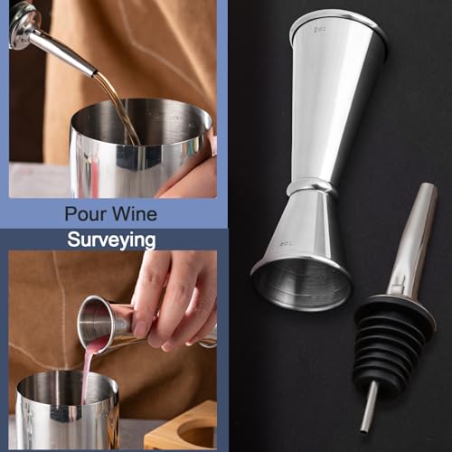 Briout Double Cocktail Jigger for Bartending,2 Pourers,1 OZ 1OZ,Rolled Edge - color: Silver, size: Rolled Edge-1oz/2oz-1PC+2 Pourers