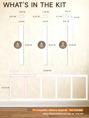 Upick Board and Batten Wainscoting Panels, Paintable, 120" x 43", White - size: 120x43 IN