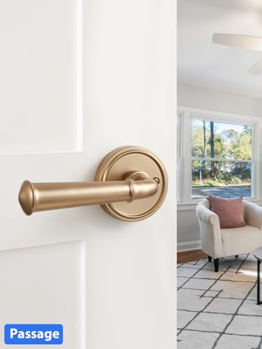 Door Handle Champagne Bronze Passage Door Door Lever, 1 Pack - color: Champagne Bronze
