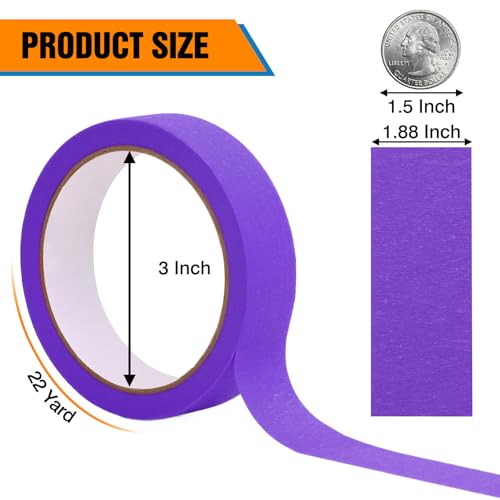 HongWay Masking Tape 1 Inch, 6 Rolls x 22yd (132yds in Total) Painters Tapes for Painting Labeling Arts Crafts, Easy Removal, No Residue (0.94in Purple) - color: Purple, size: 0.94IN*22YD