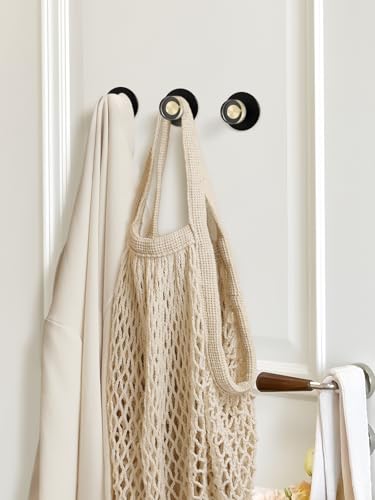 4 Pack Adhesive Crystal Towel Hooks for Bathrooms Black Wall Hooks for Hanging Robe Coat Hooks Kitchen Decorative Heavy Duty Zinc Alloy