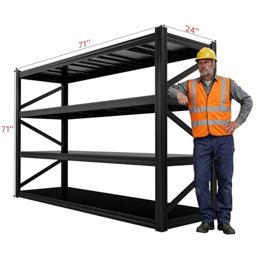4-Tier Heavy Duty Garage Shelving, 5,000 lbs Capacity Adjustable Metal Storage Shelving Unit for Garage, Basement, Warehouse and Workshop, 71" W x 24" D x 71" H - size: 4T 71"W x 24"D x 71"H
