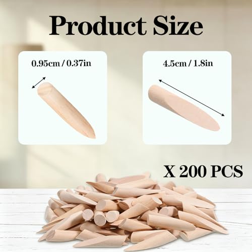 200 Pack Solid Pine Wood Pocket Hole Plugs 3/8 Inch Pocket Screw Hole Plugs for Pocket Hole Jig Woodworking Furniture Cabinet DIY Projects