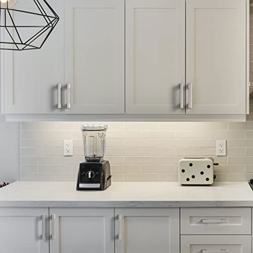 Amerdeco 10 Pack Brushed Satin Nickel Cabinet Pulls 3-3/4" - color: Brushed Satin Nickel, size: 3.75" hole center