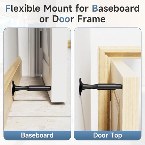 Door Stopper for Bottom of Door, 4.09 Inch, Black, Aluminum