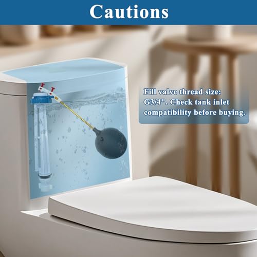 Banhey Toilet Float Fill Valve Replacement Kit, Universal Toilet Repair Kit, Includes G3/4" Inlet Fill Valve, Float Ball, and Lever Arm, Adjustable Water-Saving Design WC Repair Parts