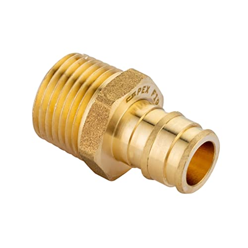 2 piece EFIELD Brass Expansion Pex A 1/2" x 1/2" Male NPT Adapter Fitting - size: 1/2" x 1/2" (Brass, Pack of 2)