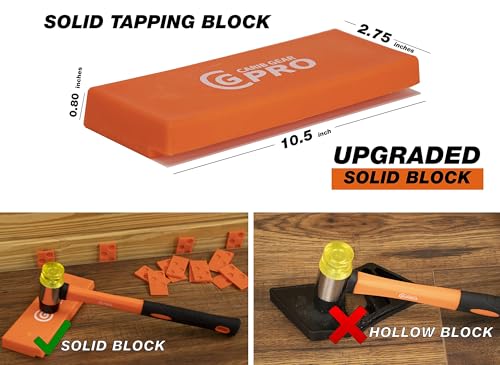 Carib Gear Pro Professional Laminate Flooring Tools Installation Kit with Tapping Block, Knee Pads, Rubber Mallet, 45 pcs Pull Bar, and 40 pcs Spacers for Vinyl Plank, LVP, and Hardwood Laminate Floor