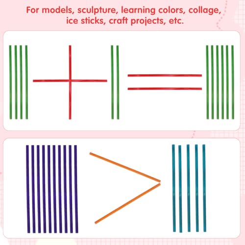 Healifty Wooden Craft Sticks, 50-Pack 5.9 Inch Colorful Round Dowels
