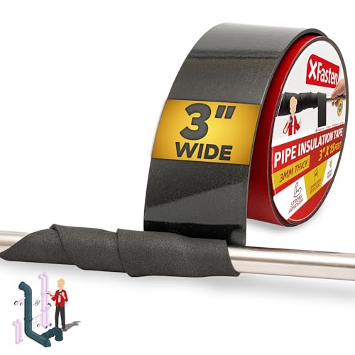 XFasten Foam Pipe Insulation Tape 3 Inch x 15 Feet Heavy-Duty AC Line Insulation Outdoor Pipe Wrap Tape AC Pipe Insulation Outdoor Pipe Insulation Wrap Tape HVAC Line Insulation Pipe Wrap Around Tape - style: 3 Inch x 15 Feet