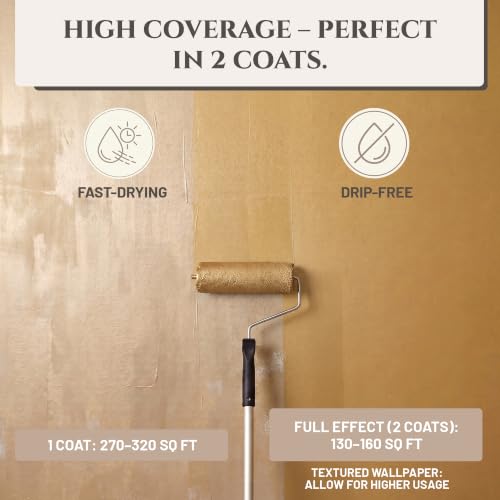 Metallic Wall Paint 67.62 fl oz - Antique Gold - Stunning Metallic Shine for Stylish Interiors, Easy to Apply, Water-Based, Perfect for Creative Wall Designs & DIY Projects - color: Antique Gold