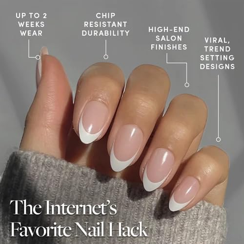 Glamnetic Press On Nails - Short Almond, Glossy Fake Nails 24 Pc Full Kit - color: 1A - MaDamn