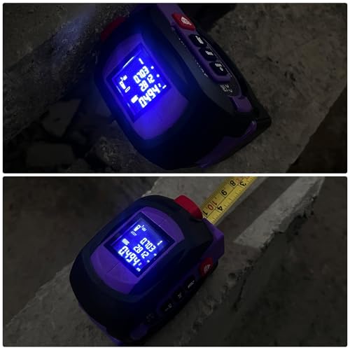 3 in 1 Digital Laser Tape Measure 197ft/60m Laser Distance Meter LCD - color: Purple-196ft