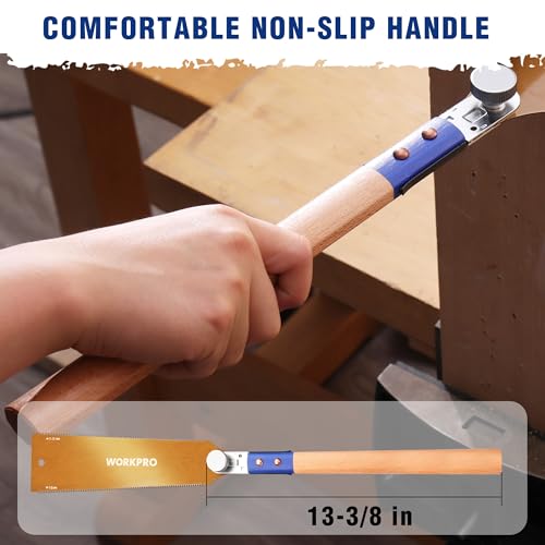 WORKPRO 10'' Japanese Pull Saw, Double-Edged Hand Saw with 7-10&18 TPI - size: 10'' - Wide Head
