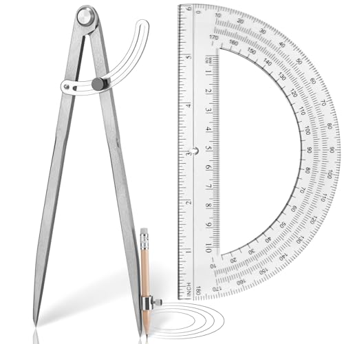 12 Inch Professional Compass for Woodworking with Wing & Protractor, Clear - color: Clear, size: 12 Inch