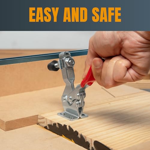 POWERTEC 4PK Toggle Clamp, 500 lbs Holding Capacity, 225D Quick Release Horizontal Clamps w/Antislip Rubber Pressure Tip for Woodworking Jigs and Fixtures,Welding, Drill Press, Crosscut Sled(20325-P2) - style: 225D, 4PK