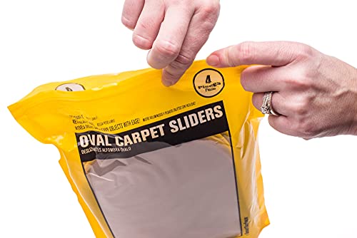 Smart Surface 8290 Large XL Reusable Oval Carpet Furniture Sliders 9-1/2" x 5-3/4" 4-Pack in Resealable Bag